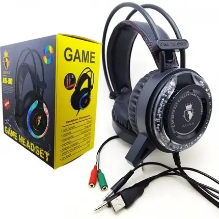 Ігрові накладні навушники з мікрофоном з RGB-підсвіткою GAME AS-90, фото 1