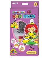 Набір вітражних фарб Glass Deco "Принцеса" 6кол. по 10,5мл + трафарети Amos