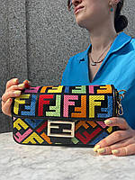 Женская сумка Fendi Фенди разноцветная молодежная, брендовая текстильная сумка через плечо