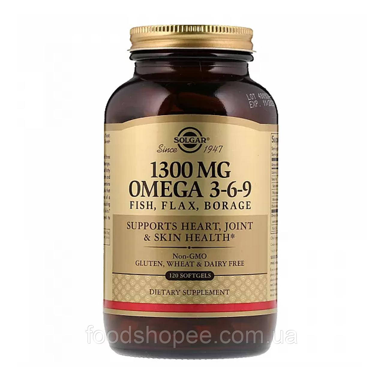 Риб'ячий жир з Омега 3-6-9 (EFA Omega 3-6-9) 120 капсул SOL-02028