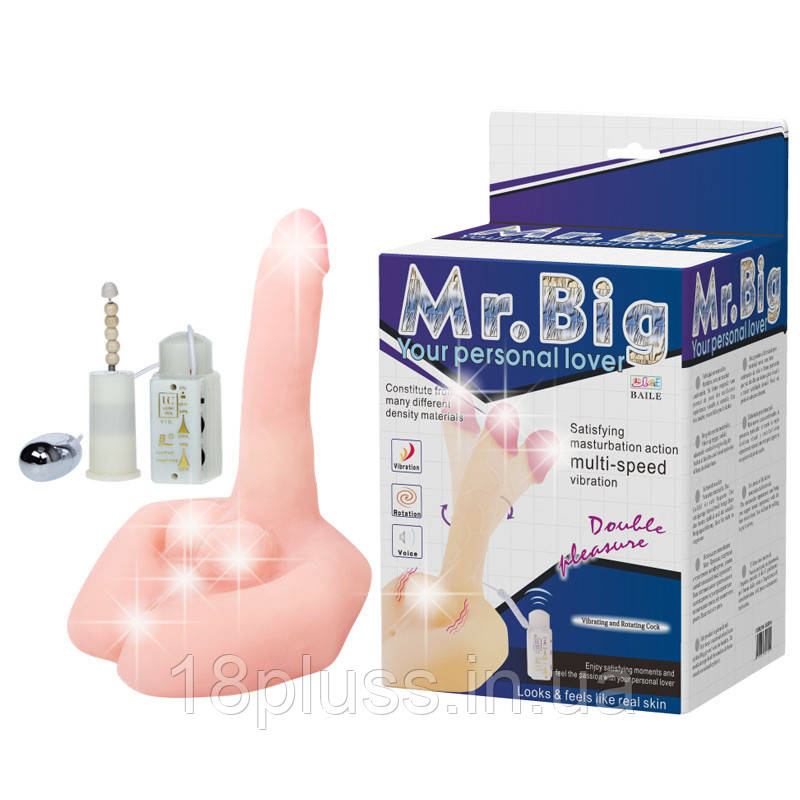 Потужний реалістичний вібратор з функцією обертання та голосовими ефектами Mr.Big Vibrating & Rotating Cock 🔥, фото 1