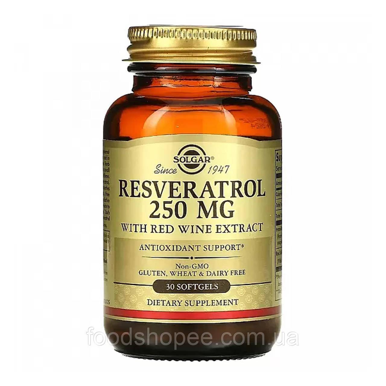 Ресвератрол (Resveratrol) 250 мг 30 капсул SOL-02336