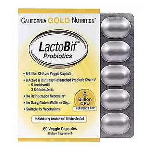Пробіотики (LactoBif Probiotics) 5 мільярдів КУО 60 капсул CGN-00963