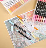 Професійний набір маркерів-лінерів, маркерів-пензлів, Фломастери з м'якою головкою на водній основі 80 шт, фото 7