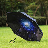 Зонтик Lesko Up-Brella Звездное небо складной зонтик в обратном направлении длинная ручка антизонт