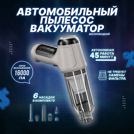 Пилосос портативний міні Multifunction Vacuum Cleaner JB-107, Акумуляторний міні пилосос автомобільний, фото 1