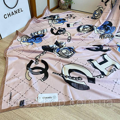 Хустка шовкова C.H.A.N.E.L з ручною підшивкою, фото 3