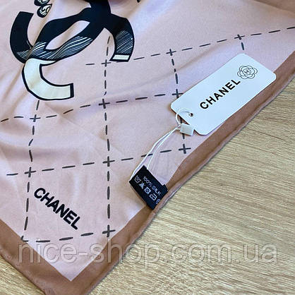 Хустка шовкова C.H.A.N.E.L з ручною підшивкою, фото 4