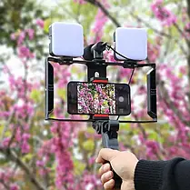 Штатив Трипод для Селфі та Відео Video Making Kit AY-49X, Тринога з Мікрофоном і Спалахом, Набір для Блогера, фото 6
