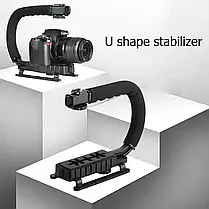 Портативний Стабілізатор Мікрофоном і Спалахом Video Making Kit AY49U, U-подібний Кронштейн для Телефона, фото 4