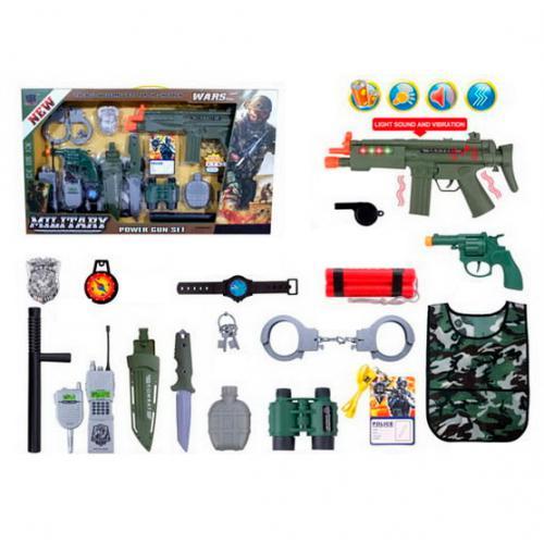 KMJS002A Набір зі зброєю військовий, автомат, звук, світло, пістолет, жилет, ніж, наручники