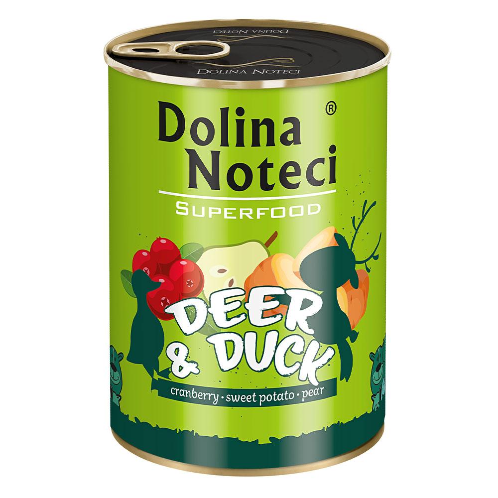 Вологий корм для собак з олениною та качкою, Dolina Noteci Superfood 400 г