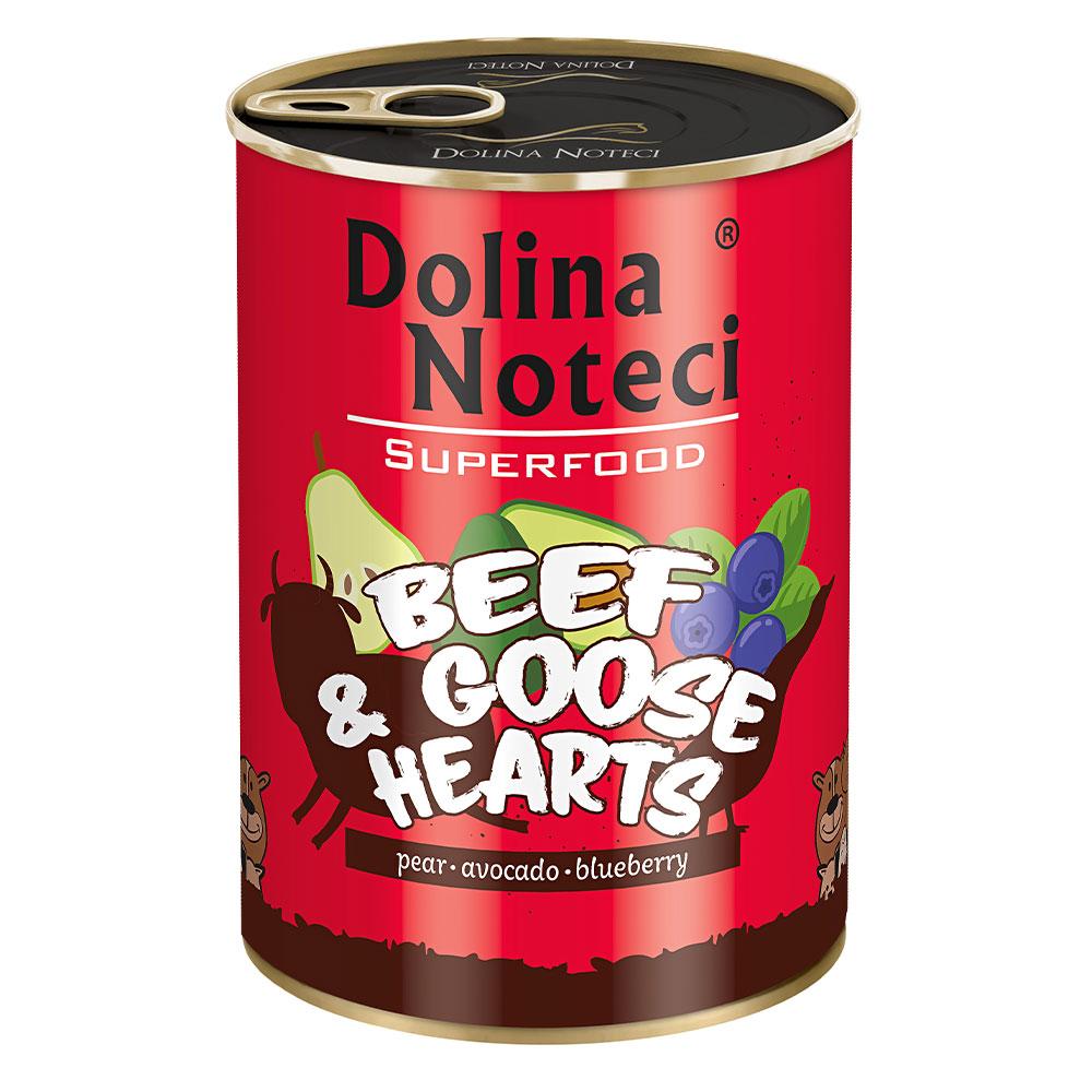 Вологий корм для дорослих собак з яловичих та гусячих сердець, Dolina Noteci Superfood 400 г