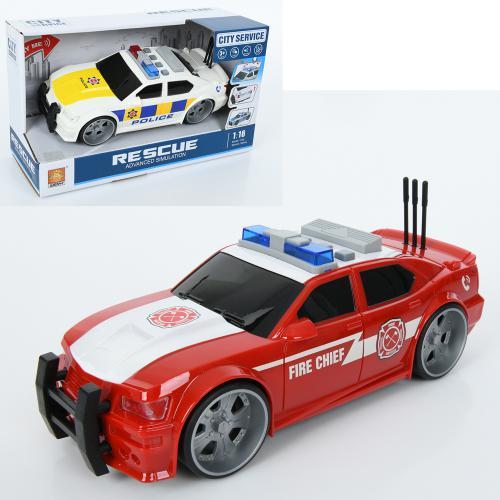 KMWY620CD Машина інерційна, 24 см, 1:16, звук, світло, відкривається багажник, 2 різновиди (поліція, пожежна)