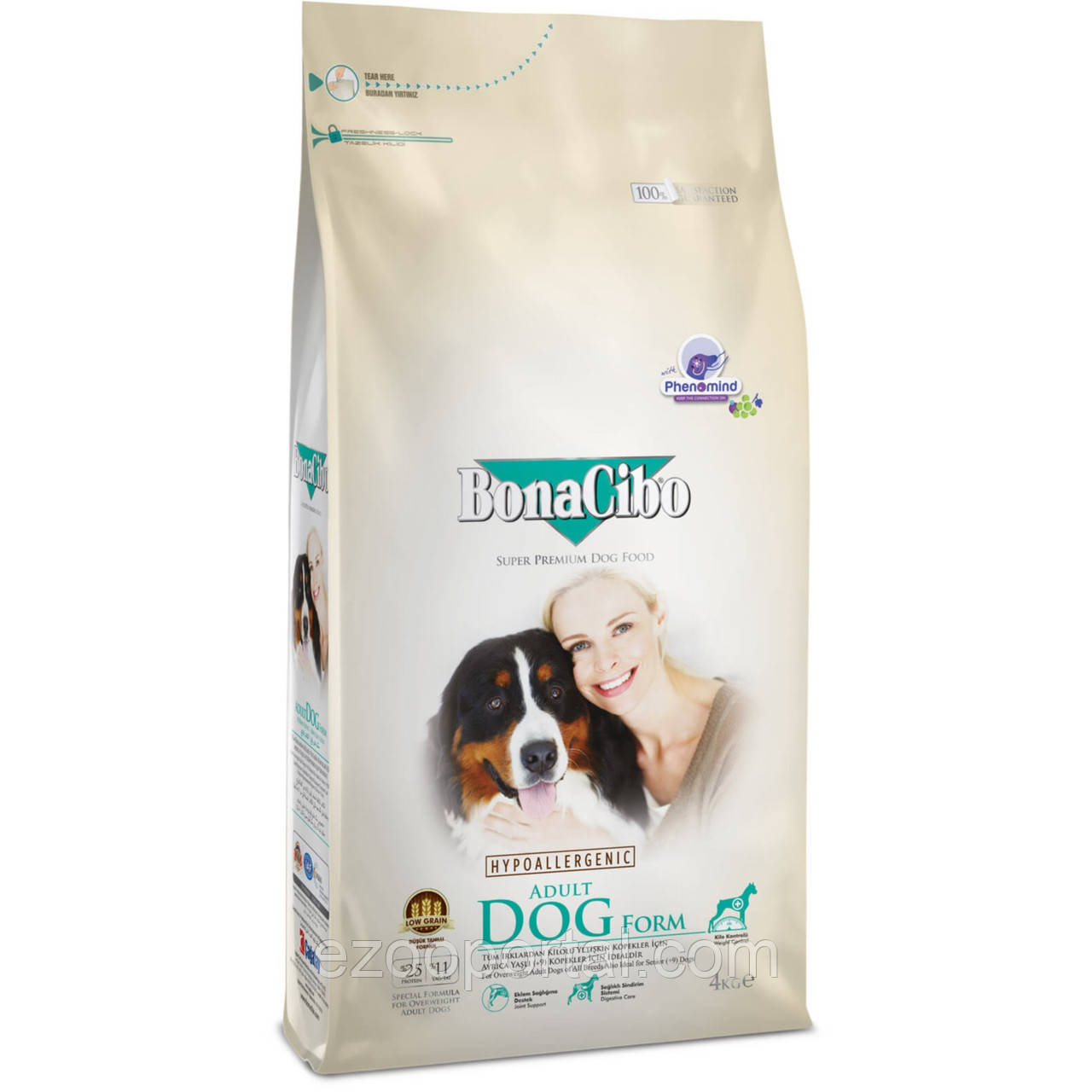 BONACIBO ADULT DOG FORM 4kg сухий корм з куркою, анчоусами та рисом для старіючих собак із зайвою вагою