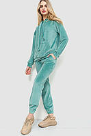 Спорт костюм женский велюровый, цвет оливковый, размер L, 177R022