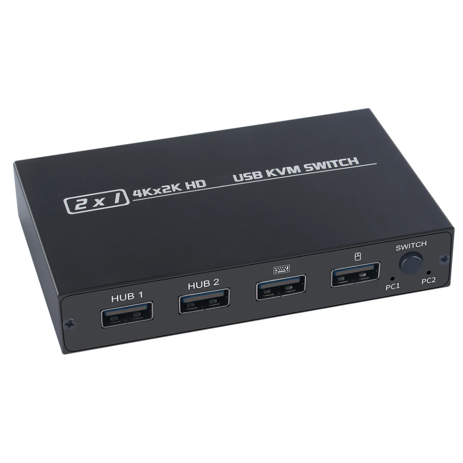 Багатофункціональний HDMI та USB, KVM перемикач з підтримкою двох ПК та перемиканням однією кнопкою, фото 1