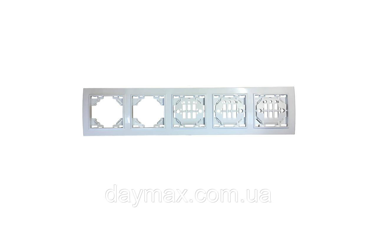 Рамка 5-місна горизонтальна біла TNSy Malta, фото 1
