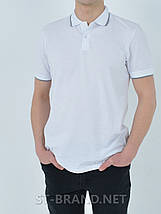 M-3XL. Біла чоловіча футболка поло з натуральної бавовняної тканини, фото 3