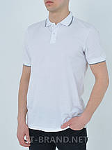 M-3XL. Біла чоловіча футболка поло з натуральної бавовняної тканини, фото 2