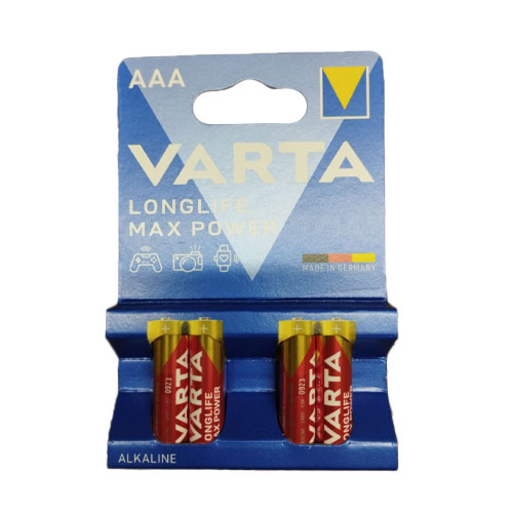 Батар. Varta Max T./Longlife Max Power AAA BLI 4 Alkaline(4703), блістер/10шт в кор. - фото 1 - id-p1626784175