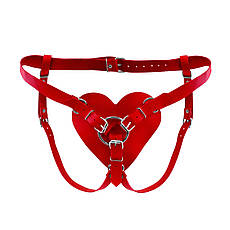 Трусики Серце для страпону з натуральної шкіри Feral Feelings — Hearts Strap-on Belt Red, Київ