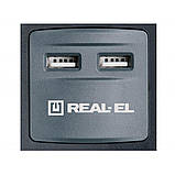 Мережевий фільтр живлення REAL-EL RS-8F USB CHARGE 3m, black (EL122300004), фото 2