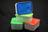 Пластиковий прямокутний контейнер-лоток 1.2 л з м'якою кришкою (різні кольори кришки), фото 6