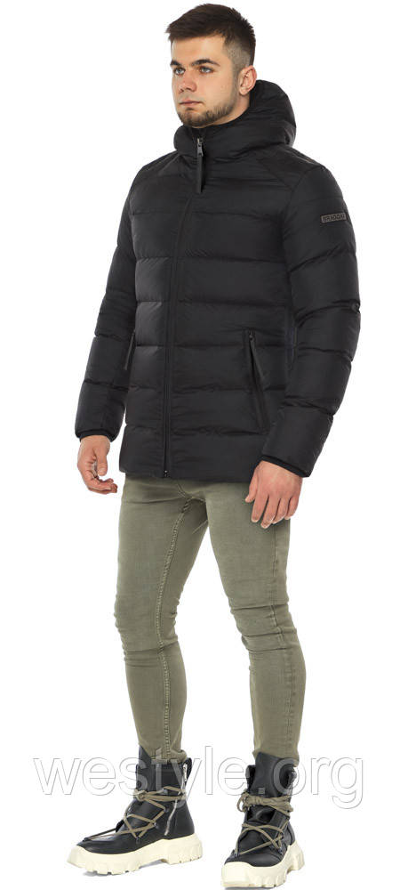 Чорна чоловіча тепла курточка на зиму модель 37055
