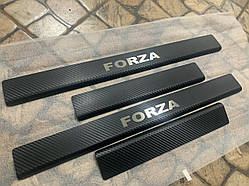 Захист порогів - накладки на пороги ZAZ FORZA з 2002 р. (Premium carbon)