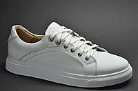 Мужские стильные спортивные туфли кожаные кеды белые Vivaro 280811