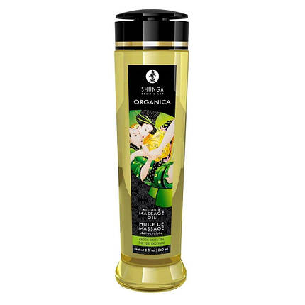 Органічне масажне масло Shunga ORGANICA - Exotic green tea (240 мл) з вітаміном Е, фото 1