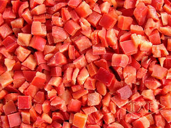 Перець червоний кубик заморожений, мінімальна фасування для замовлення 2,5 кг, у ящику 10 кг
