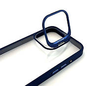 Чехол на iPhone 15 Pro Max Stand Case с подставкой накладка бампер синий стекла на камеру