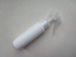 100 мл/24мм флакон Циліндр білий Поліетилен HDPE з прозорим мінітригером, антисептика 24/410, пляшка, ємність пластикова, фото 1