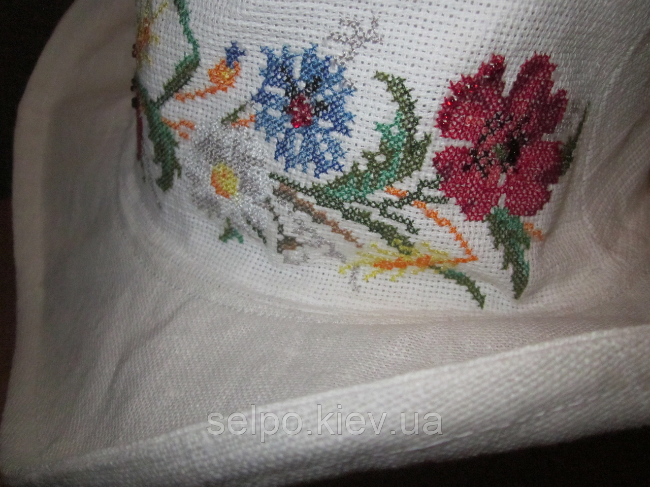 Панама с вышивкой.Шляпа вышиванка под джинсы, по мотивам старинной вышивки(вышивка крестиком) - фото 4 - id-p381215147