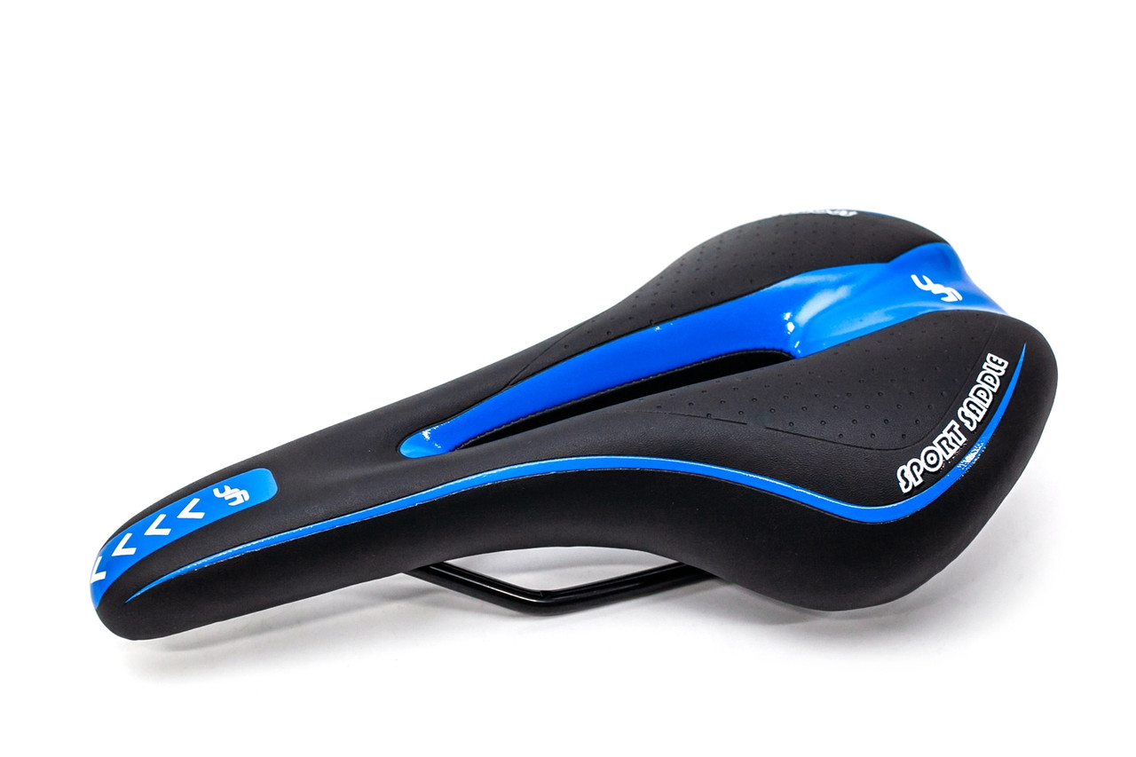 Сідло MTB Sport YF-1018 чорний/синє (SAD-068)