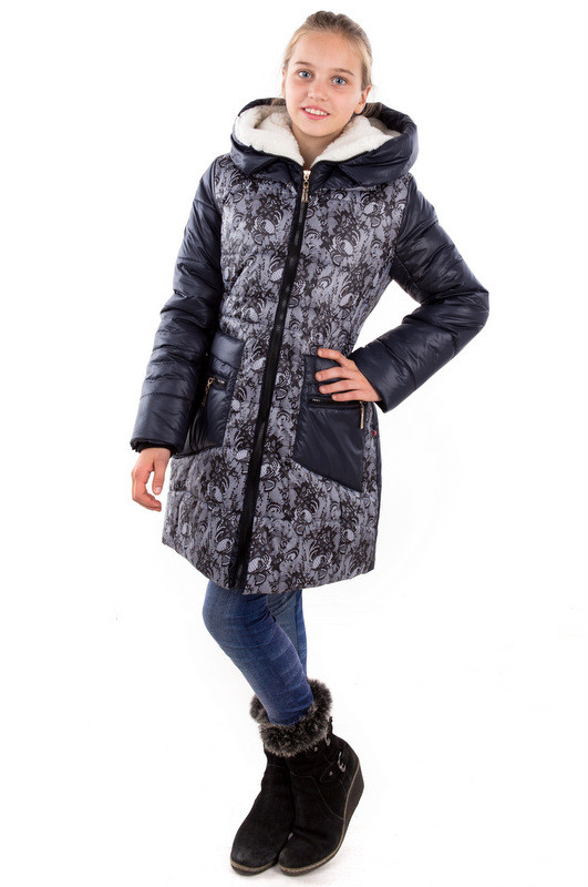 Зимнее пальто с мехом в капюшоне для девочки 128-136 - фото 4 - id-p177803785