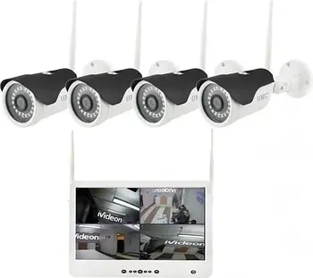 Комплект бездротового відеоспостереження 4 Камери + Реєстратор DVR KIT LCD 13'' 1304 WiFi 4ch