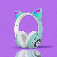 Детские аудио наушники CAT STN-28 зеленые, Беспроводные наушники cat ear, Наушники для LA-114 детей