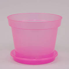 Горщик пластмасовий для орхідей з підставкою рожевий 13см.