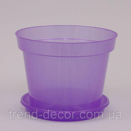 Горщик пластмасовий для орхідей з підставкою фіолетовий 13см., фото 2
