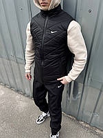 Весенняя мужская черная безрукавка Nike, удобная черная мужская жилетка Nike из плащевки