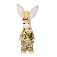 Декоративная Пасхальная фигурка Кролик в шляпе с цветами 51 см. 42025