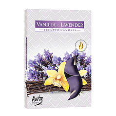 Свічка чайна таблетка ароматична Bispol Ваніль-Лаванда D-3,9 см. 6 шт. 27227