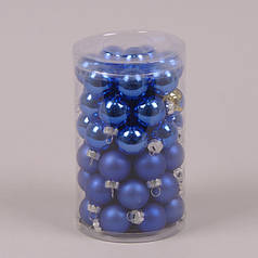 Кульки скляні 2,5 см. блакитні (48 шт.) 44497