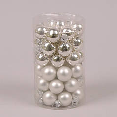 Кульки скляні 2,5 см. срібні (48 шт.) 44518
