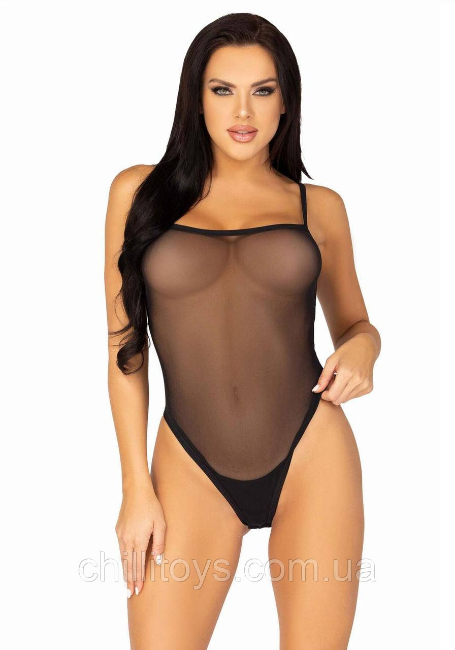 Еротичне боді Leg Avenue Cami bodysuit with thong Black M/L, на бретелях SO9167