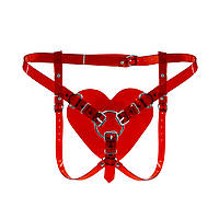 Трусики Серце для страпону Feral Feelings - Hearts Strap-on Belt Red Trasparent SO9314