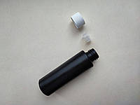 100мл/24мм Цилиндр черный Полиэтилен HDPE с крышкой + вставкой белой 24/410, флакон пластиковый, пластмассовый